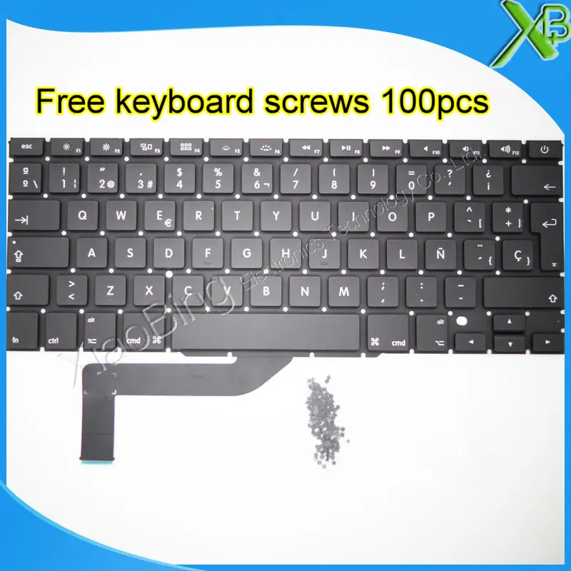 Brand New SP Spanish keyboard+100pcs keyboard screws For MacBook Pro Retina 15.4