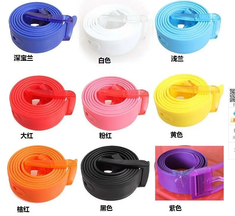 Wedding groom bride candy color belt Silicone Jelly Belt colorful silicone fashion belt for male and female green belt Allergy