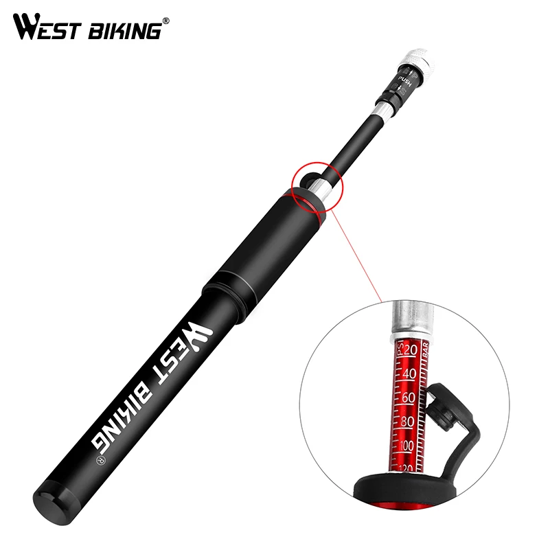 WEST BIKING Bike Pump Pressure Gauge Tube 120PSI Bicycle Pump Presta Schrader Hose Cycling Tire Air Inflator Road MTB Bike Pump