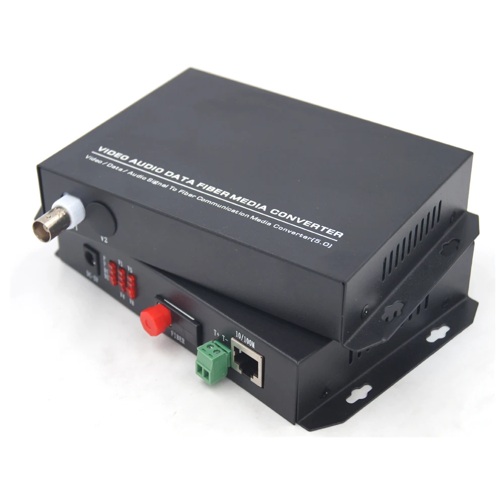 Premium 1 Video Ethernet over Fiber optic media Converters- Transmitter and Receiver, Single fiber 20Km for Analog and IP Camera