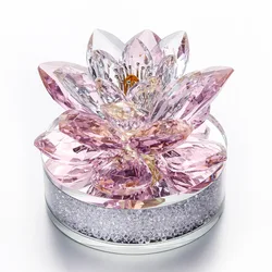 Crystal Lotus Flower Figurine Glass Rose Flower Paperweight Car Ornament Birthday Part Wedding Fengshui Decor Gift
