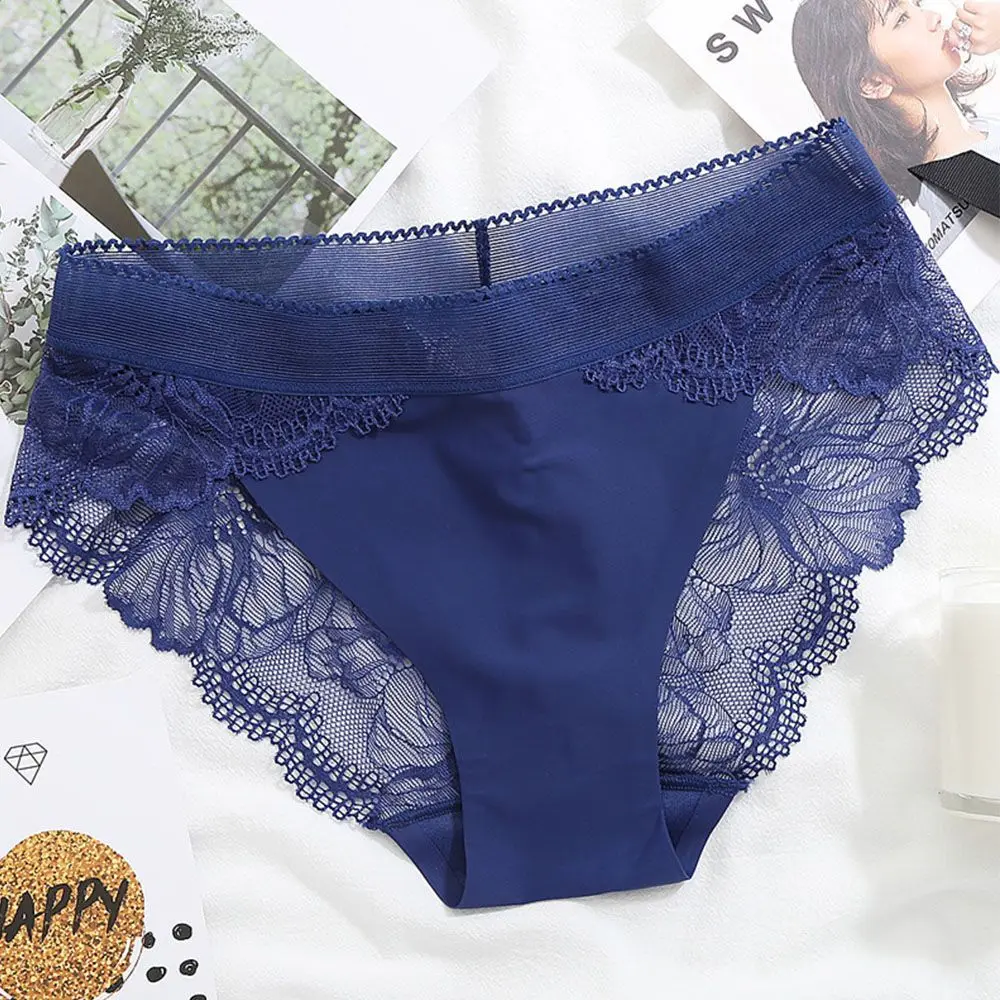 Sexy Women Lace Panties Underwear Lace Briefs Transparent Floral Bow Soft Lingerie Sexy Fashion Panties For Ladies