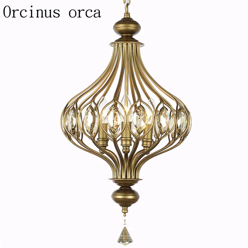 American country retro  crystal chandelier living room dining room bedroom European style iron chandelier free shipping