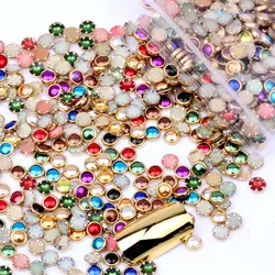 100pcs 4 millimetri 5 millimetri 6 millimetri Molti Colori a Metà Intorno Alle Perle Del Rhinestone Del Metallo Del Chiodo di DIY di Arte Del Chiodo di Perline bellezza di Scintillio Della Decorazione