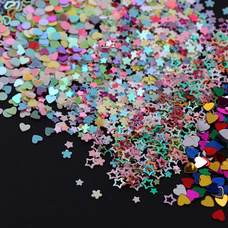 5000pcs  2.5-3mm Moon Star  Heart Wedding Party Confetti Nail Sequins Flakes Art Glitter Decorations Table Decoration Party