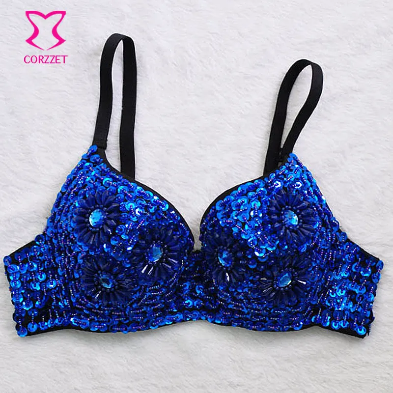 Burlesque kobiety koraliki i cekiny stanik z ćwiekami biustonosze ClubWear Bralette Sostenes Mujer biustonosz Push Up bielizna biustonosz — zdjęcie 7