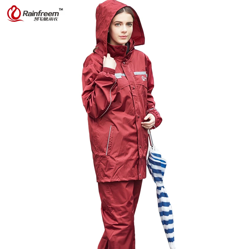 

Rainfreem Impermeable Raincoat Women/Men Hood Rain Poncho Waterproof Rain Jacket Pants Suit Rainwear Men Motorcycle Rain Gear