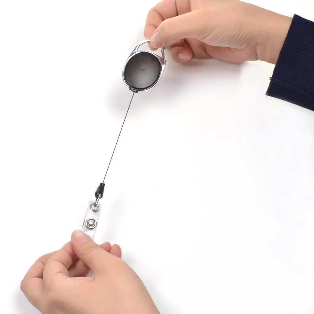 Assorted Color Retractable Carabiner-Style Retractable ID Card Badge Reel