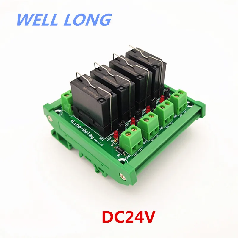 

DIN Rail Mount 4 DPDT 5A Power Relay Interface Module, JW2SN-DC24V Relay.