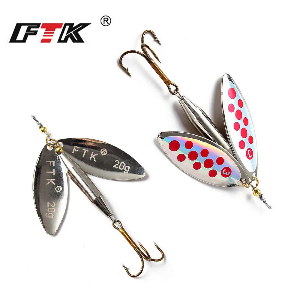 FTK 1PC 10Colors Double Spinner Long Cast Coloful Bait Fishing Lures Pesca Spinner Pike Sequin Paillette carp