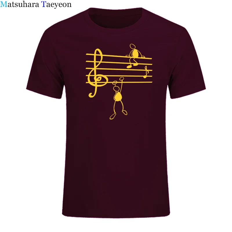Music Notes Funny Print T-shirt Men Summer Style Cotton Short Sleeve O-Neck T Shirt Funny Tee Mans Top Clothing
