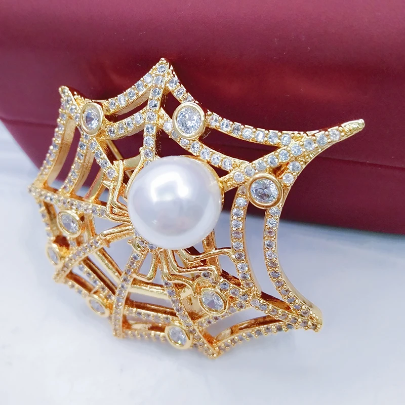 

Broches Para as Mulheres Pin European Style Spider's Web Brooches Bouquet Fashion Gold-tone Lapel Pin Bridal Apparel Accessories