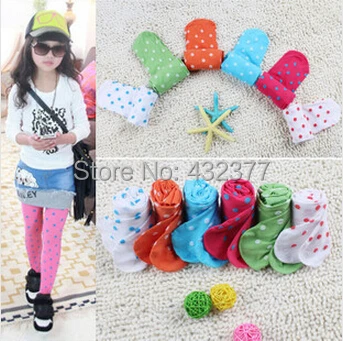 New 2014 Baby Kids Girls dot Pattern Printed Leggings candy color Pants Underwear 3-8 Years  Free&Drop Shipping