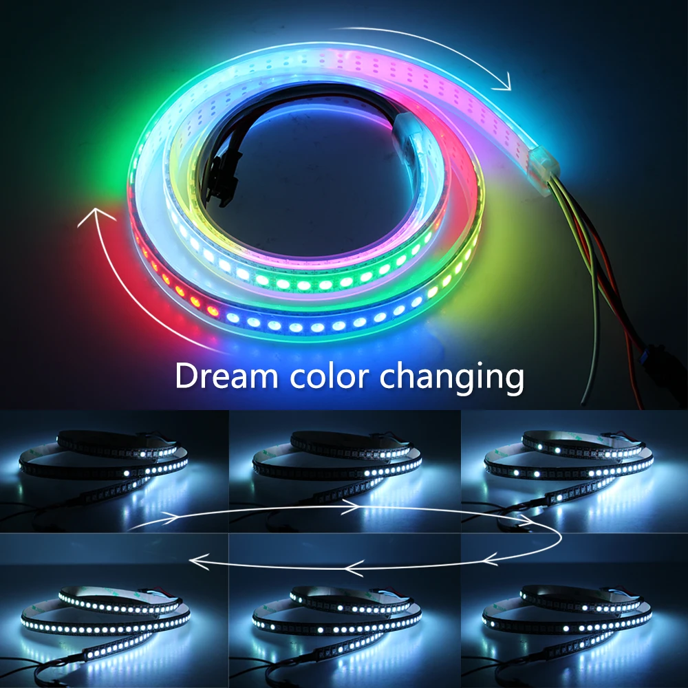 1m 2m 3m 5m Full Color WS2812B LED Strip DC5V Black / White PCB RGB Smart Pixel control Led Strip