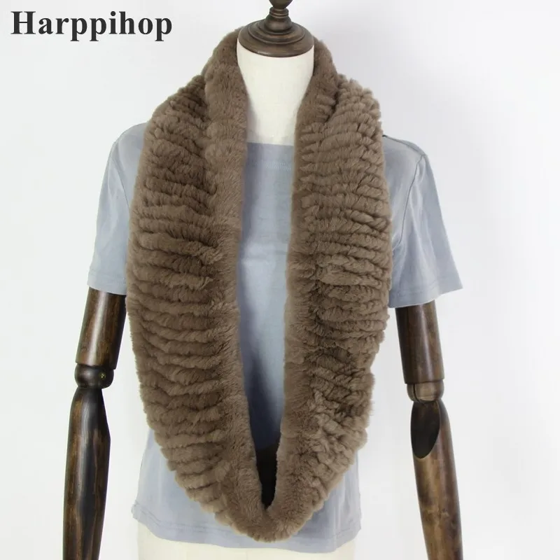 2019 new  Women Infinity fur scarf Circle long elastic rex rabbit fur scarf winter warm  fashion real fur scarf 145cm X12cm