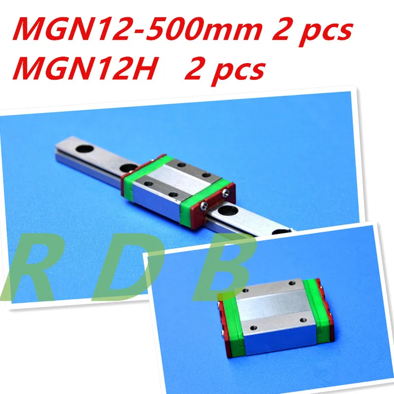 

Kossel Miniature MGN12 500mm 12mm linear slide :2 pcs 12mm L-500mm rail+2 pcs MGN12H carriage for X Y Z Axies 3d printer parts