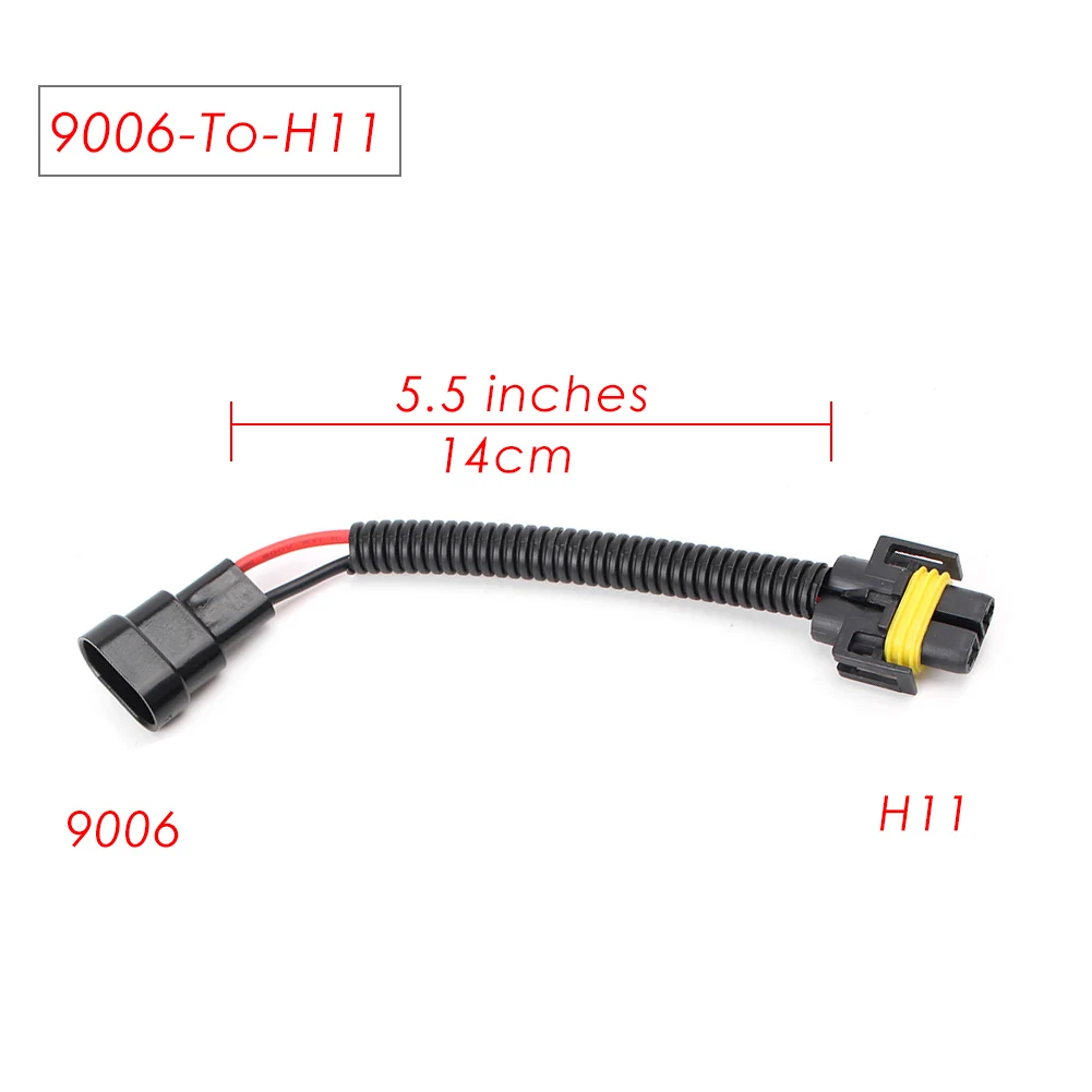 2x Universal Car 9006 to H11 Adapter Wiring Harness Socket Connector for Headlamp Headlight Fog Lamp