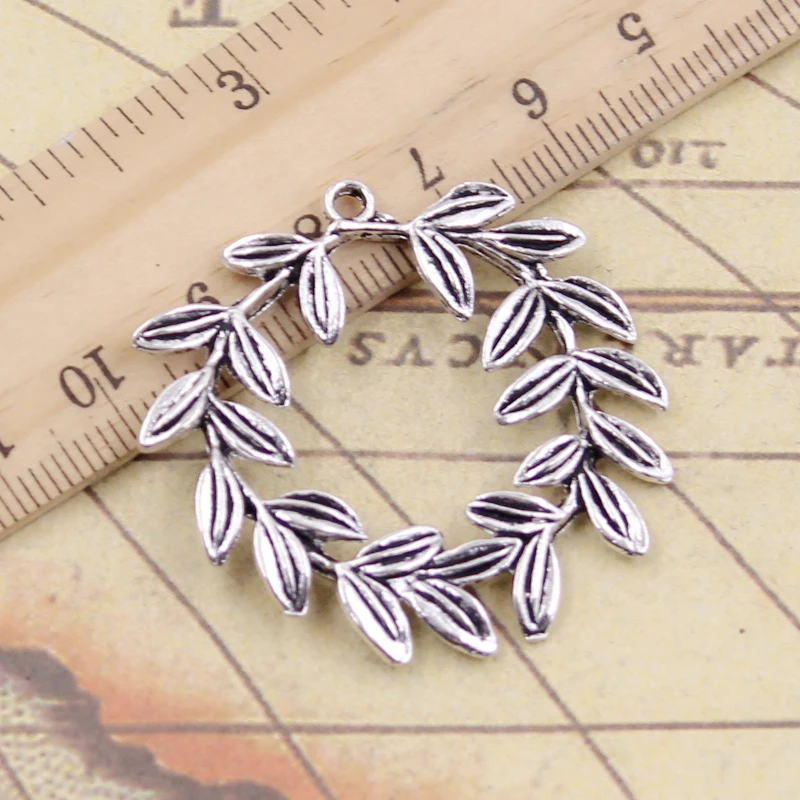 10pcs Charms Olive Branch Wreath 41x36mm Tibetan Bronze Silver Color Pendants Antique Jewelry Making DIY Handmade Craft