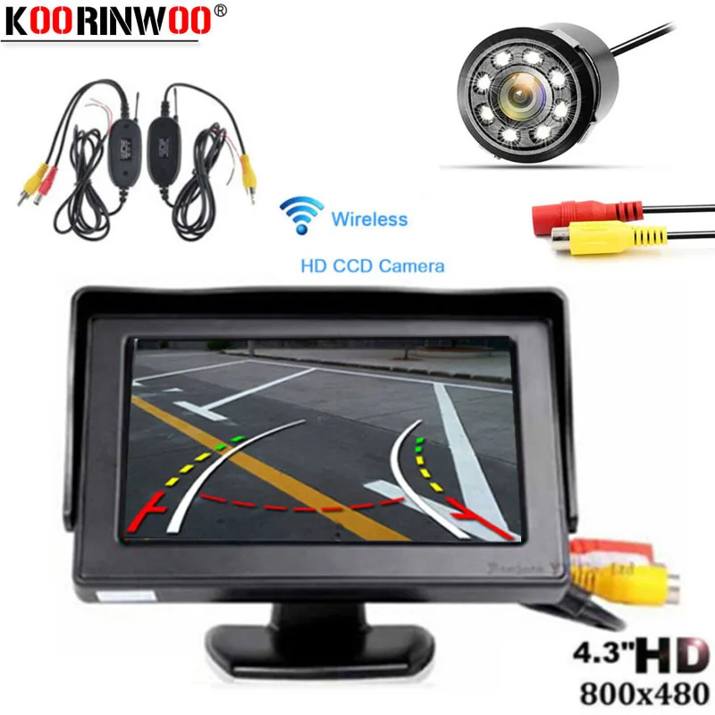 

Koorinwoo Car Dynamic Trajectory Camera Guide With Car Monitor TFT Display 4.3'' Video Screen RCA Input Parking Assistance Back