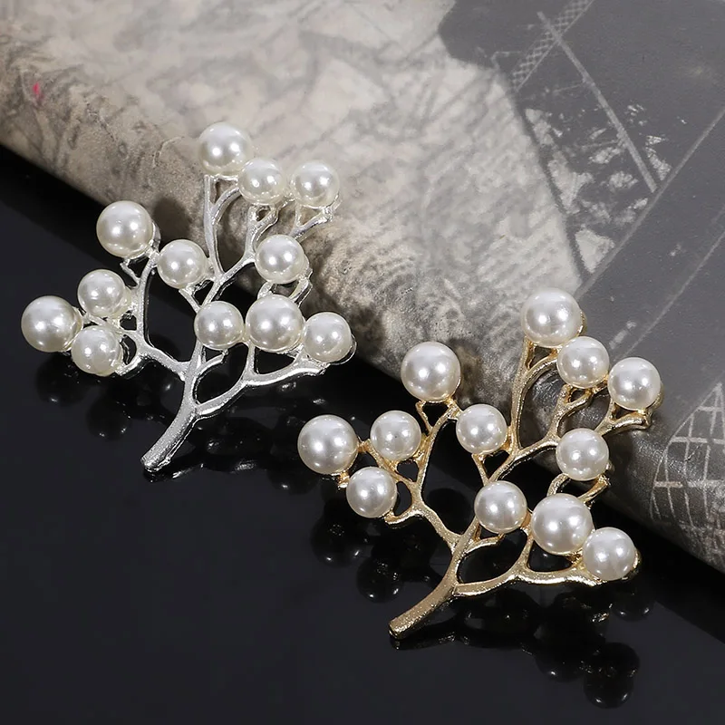 Engood 100Pcs Pearl Branches Buttons Vintage Sewing Trim & Embellishments for Wedding Decoration and DIY Hair Accessories