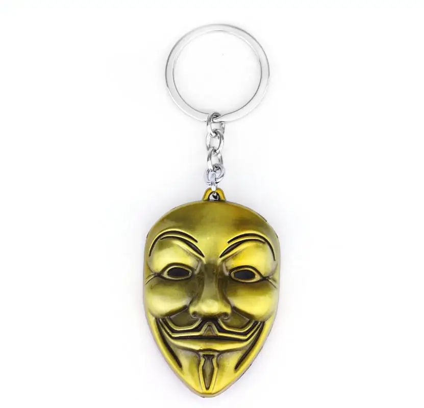 dongsheng V for Vendetta Keychain 4 colors Mask Key Chain Hot movie Key Ring Holder Pendant Chaveiro Jewelry Souvenir YS10015