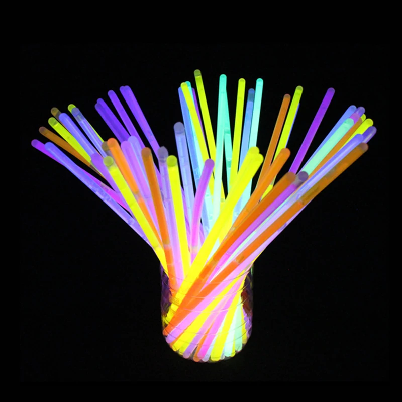 100 Pcs Multicolor Glow Sticks Colorful Light Stick Party Fluorescent Necklace Bracelet Concert Supplies Decor