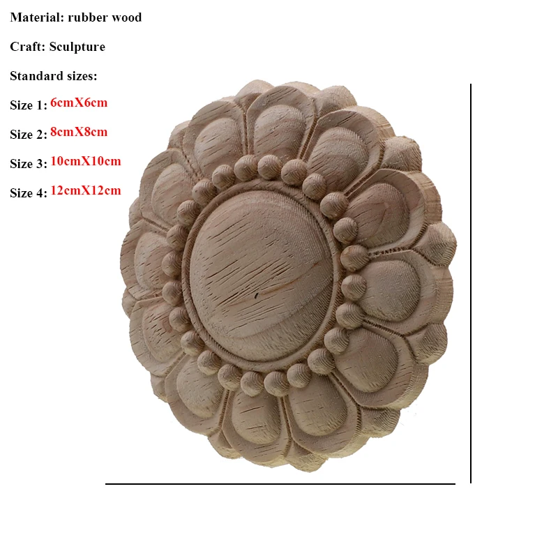 Round European Style Vintage Unpainted Wood Carved Corner Onlay Applique Frame For Home Furniture Wall Cabinet Door Decor Crafts