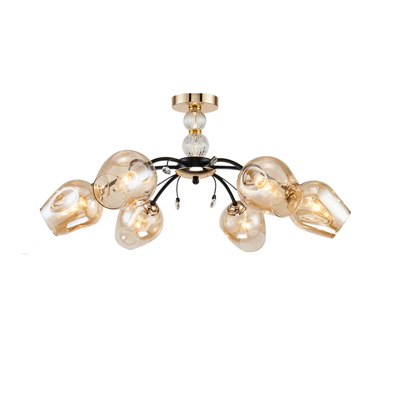 Nordic Antique Style Chandeliers modern dining room Glass Chandelier bedroom  semi-ceiling chandelier magic bean molecule lamp