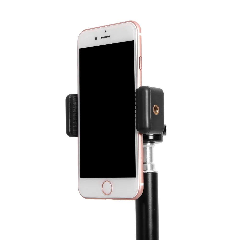 Soporte de abrazadera de Clip ajustable para teléfono inteligente, palo de Selfie, soporte extensible tipo E para trípode