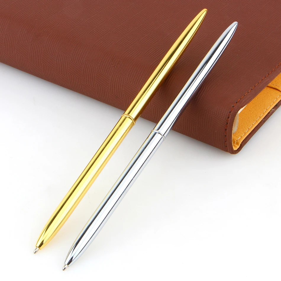 Mont Boligrafos Slim Light Gold And Silver Color Rotating Ballpoint Pen Slender Commercial Metal Oily Gift