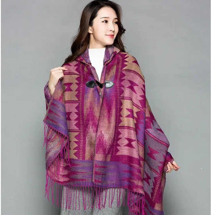 Quốc Gia Nepal Phong Cách Cashmere Khăn Choàng Pashmina Furcal Khăn Choàng nữ Mùa Đông Mũ Trùm Poncho Khăn Quàng Khăn CHOÀNG QUẤN Du Lịch Hình Chăn