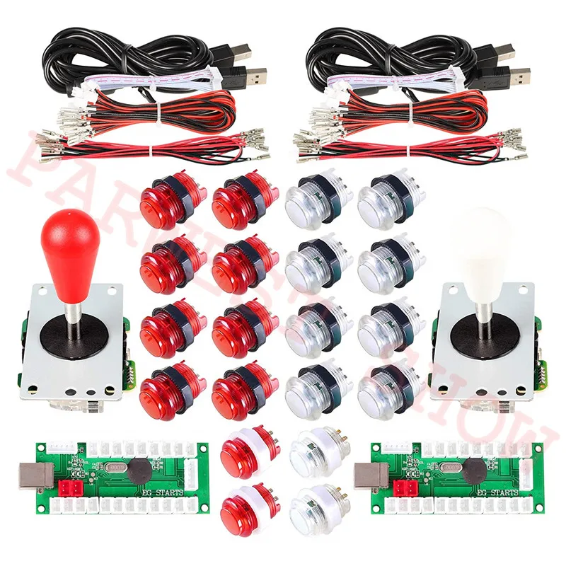 Arcade DIY LED Kit with 1 player LED USB Encoder To PC Arcade 8 Way Oval ball Joystick + 5V LED Illuminated Arcade Push Buttons