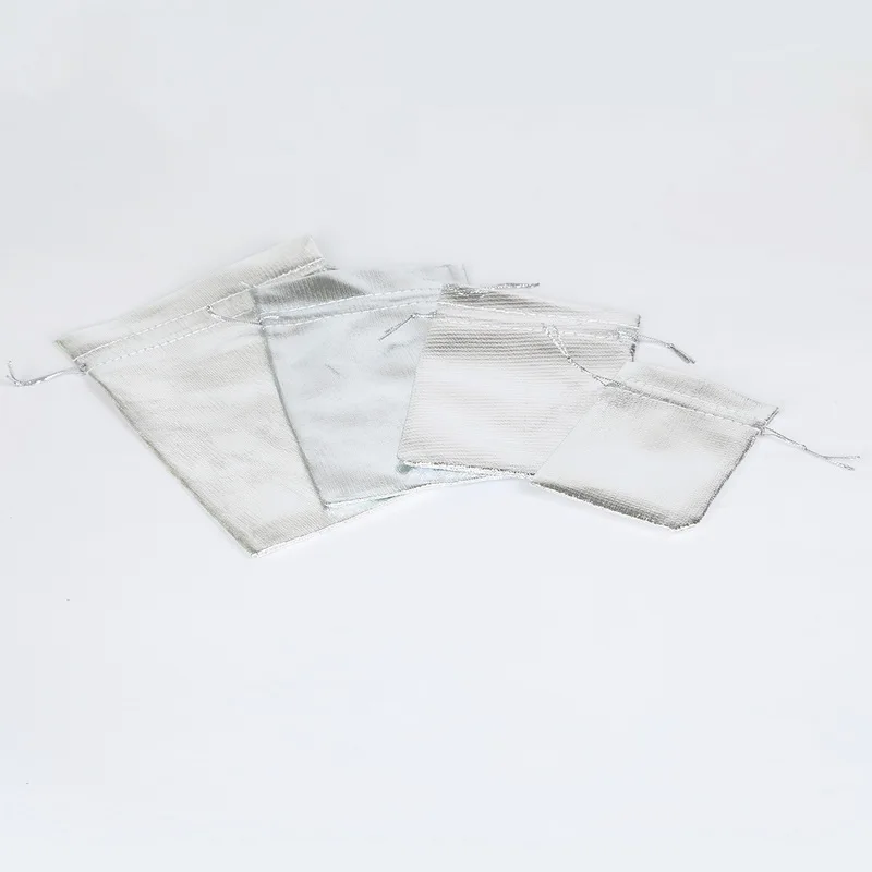 10 stks Goud Zilver Kleur Metallic Folie Organza Zakjes Kerst Bruiloft Gunst Geschenken Snoep Zakken Sieraden Tas