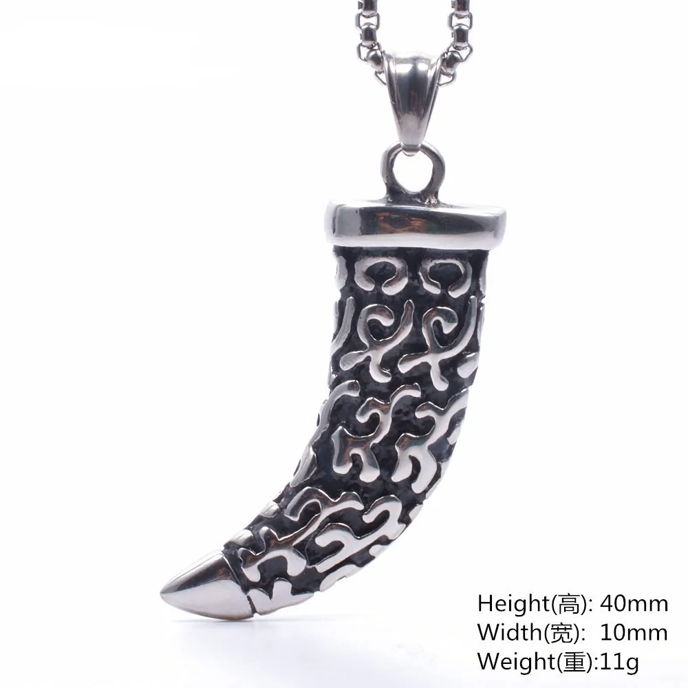 Titanium steel pendant Personality pattern horn die-casting spike titanium steel necklaces