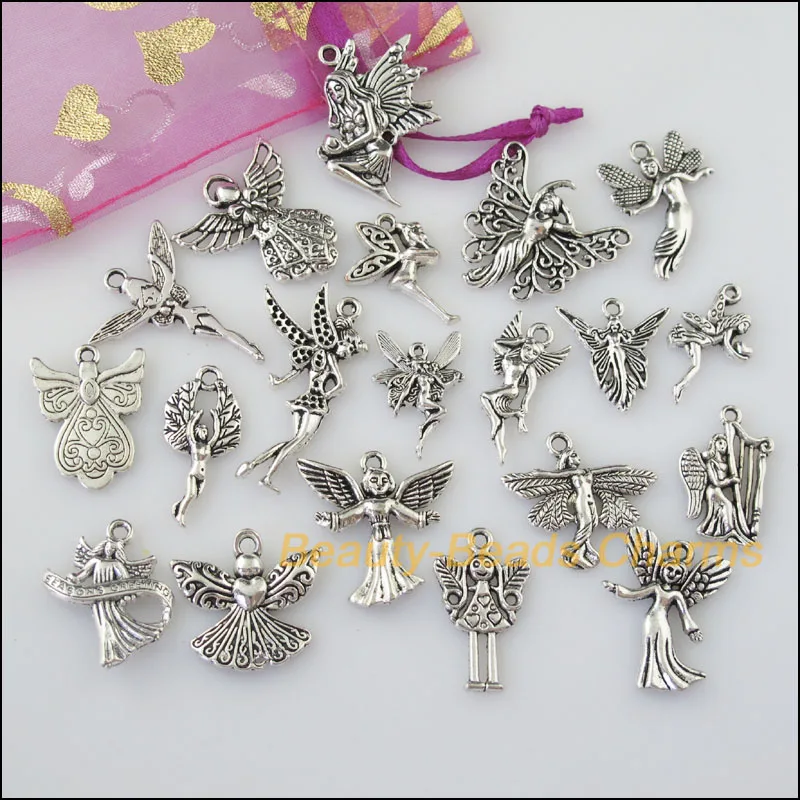 20Pcs Antiqued Silver Color DIY/ Lovely Angel Mixed Charms Pendants