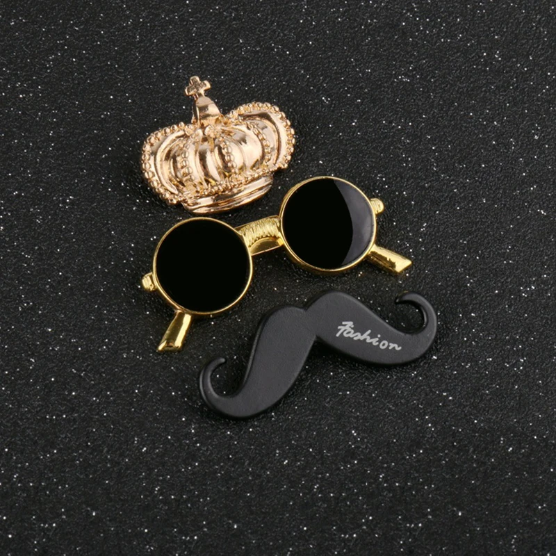 Fashion Moustache Black Beard Enamel Pin Set Pipe Glasses Brooch Lapel Pins For Men Brooches Broche Vintage Brooch