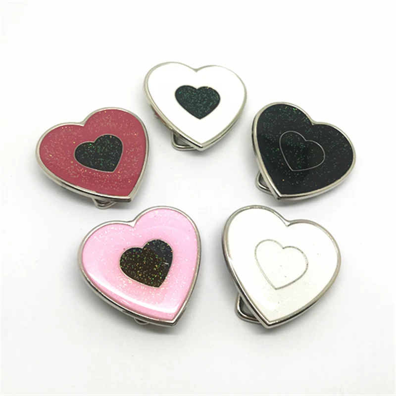 Custom Factory 200 pcs wholesale women's color heart-shaped metal belt buckle for 3 cm belt