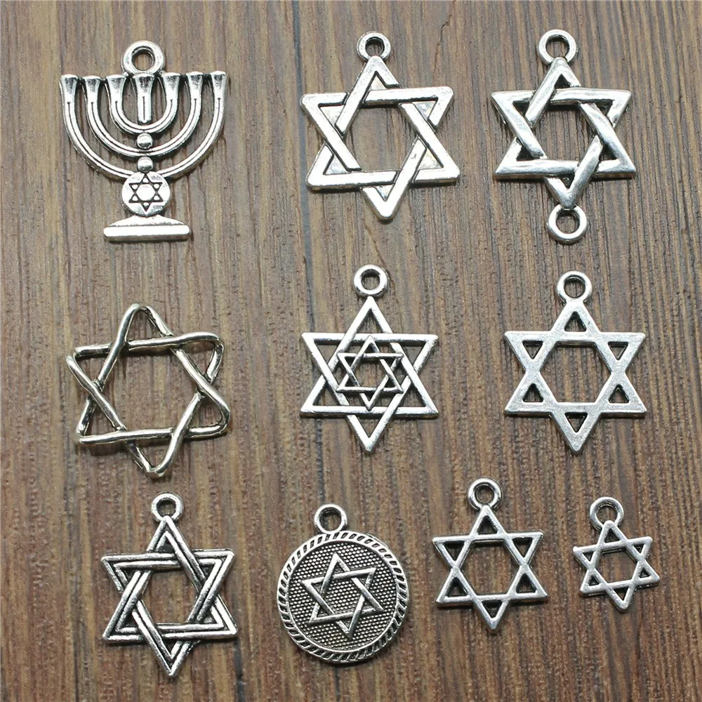 20pcs Star Of David Pendant Charms Antique Silver Color Star Of David Charms Jewelry DIY Star Of David Charms For Bracelet