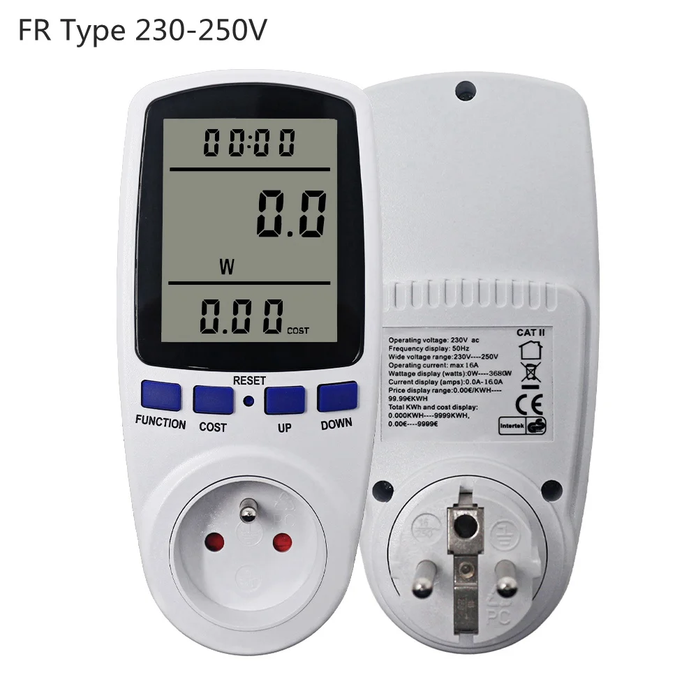 Power Energy Meter Digital Wattmeter KWh Watt Monitor Socket Analyzer Electrical Measuring Tools EU BR AC 230V-250V 110V-130V