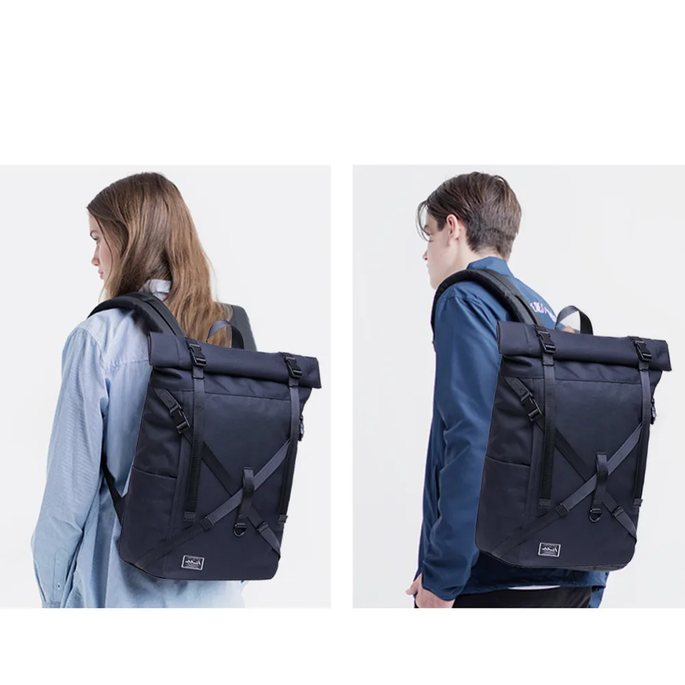 KAUKKO Waterproof Roll Top Laptop Men & Women,  Backpack for Leisure / Business /  Camping / School / Travel