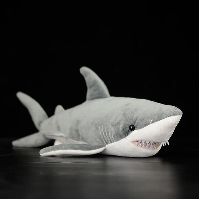 Lifelike Great White Shark Stuffed Toy Cute Soft Shark Model Real Life Plush Doll Simulation Ocean Animal Birthday Gift For Kids