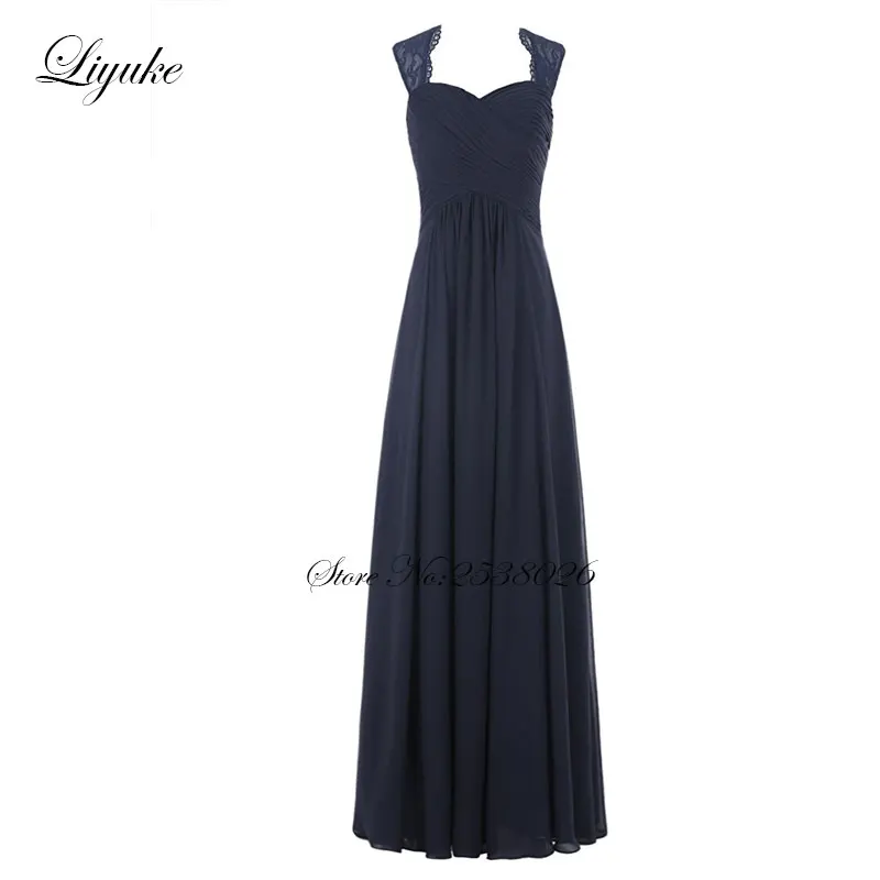 Liyuke Cap Sleeve Chiffon Sleeveless Long Formal Dress Simple Pleat Bridesmaid Dresses A line New Arrival With Low Cost