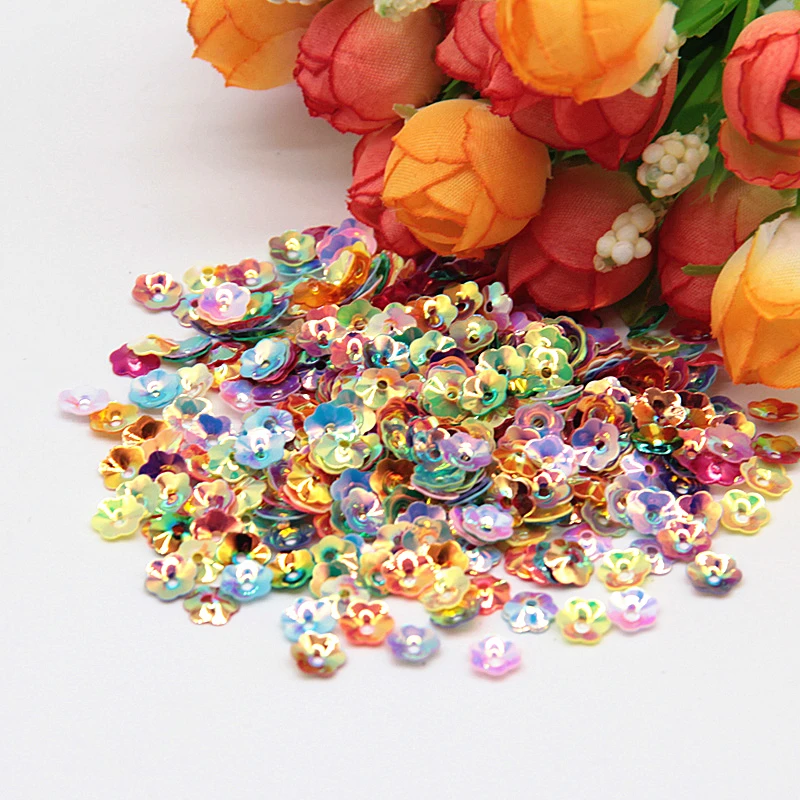 Multic Cup Flower Sequin 6mm Brilliant Loose Sequins Blossom Glitter Paillette Plum Sewing,Wedding Craft for Garment Accessory