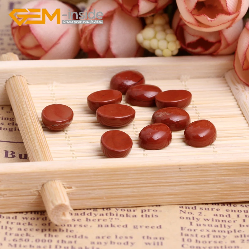 5 PCS GEM-inside Round/Oval Shape Natural Red Jaspers Stone CAB cabochon Beads For Jewellery Ring Pendant Making DIY Gifts
