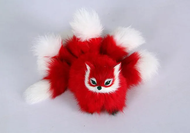 

plastic&fur red fox with nine tails hard model about 18x10cm fox stage prop craft home decoration toy gift w0158