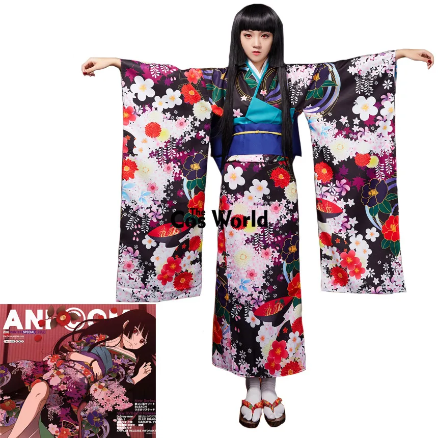 

Jigoku Shoujo Enma Ai Japanese Kimono Yukata Maid Dress Uniform Outfit Anime Cosplay Costumes