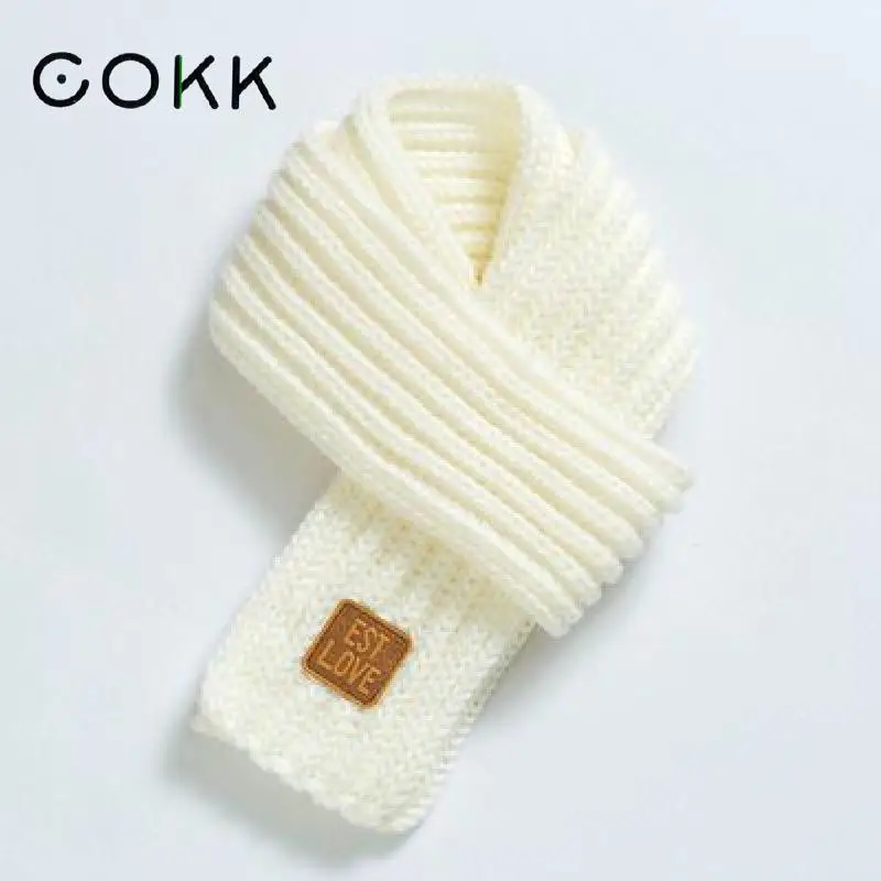 COKK – écharpe en tricot pour enfants, pour garçons et filles, châle chaud d\'hiver pour femmes, accessoires pour parents, bon marché