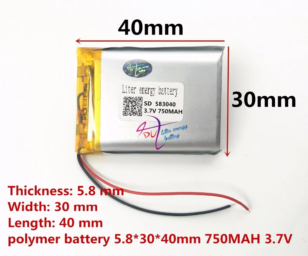 583040 3.7V 603040 750mAh lithium-ion polymer battery quality goods quality of CE FCC ROHS certification authority