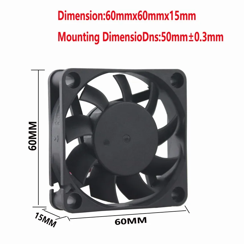 200 Pcs Gdstime 60mm x 15mm DC 5V Brushless PC CPU Cooling Fan 60x60x15mm 6015 Motor Cooler Radiator 6cm 2Pin