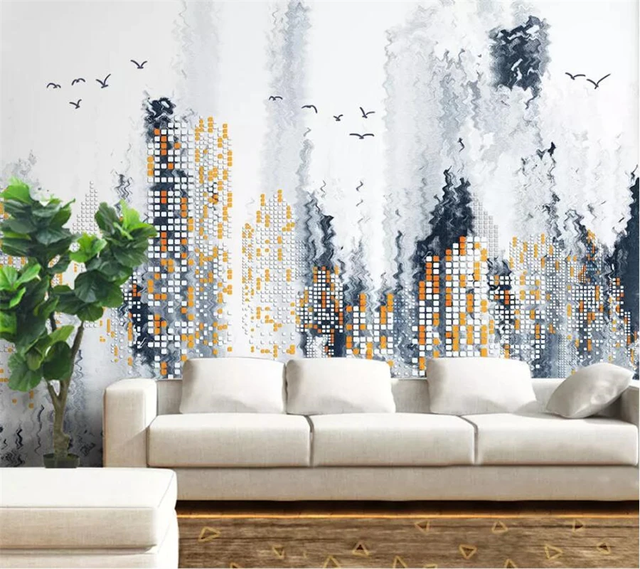 

wellyu Custom wallpaper 3d mural обои modern abstract minimalist city night scene wallpaper for walls 3 d papel de parede mural